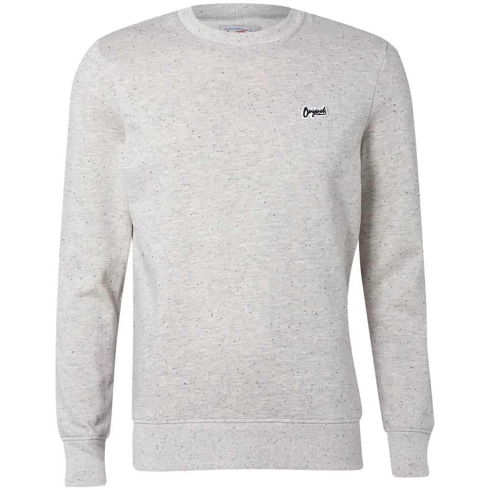 Jack & Jones Originals Men's Nepped Logo Sweatshirt - Light Grey Marl - S - Grey Image 1