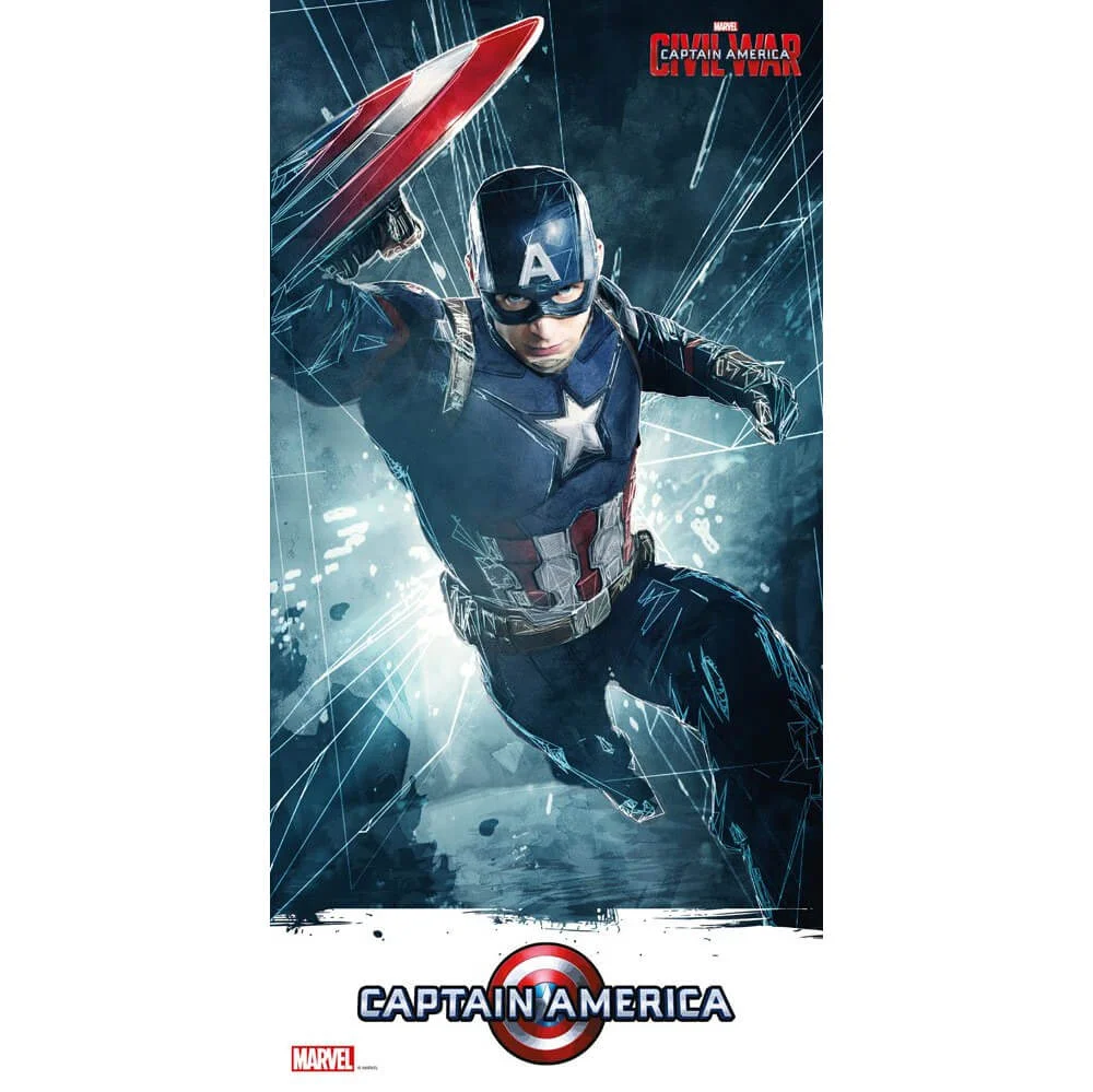 Captain America Civil War Glass Poster - Captain America (60 x 30cm) Image 1