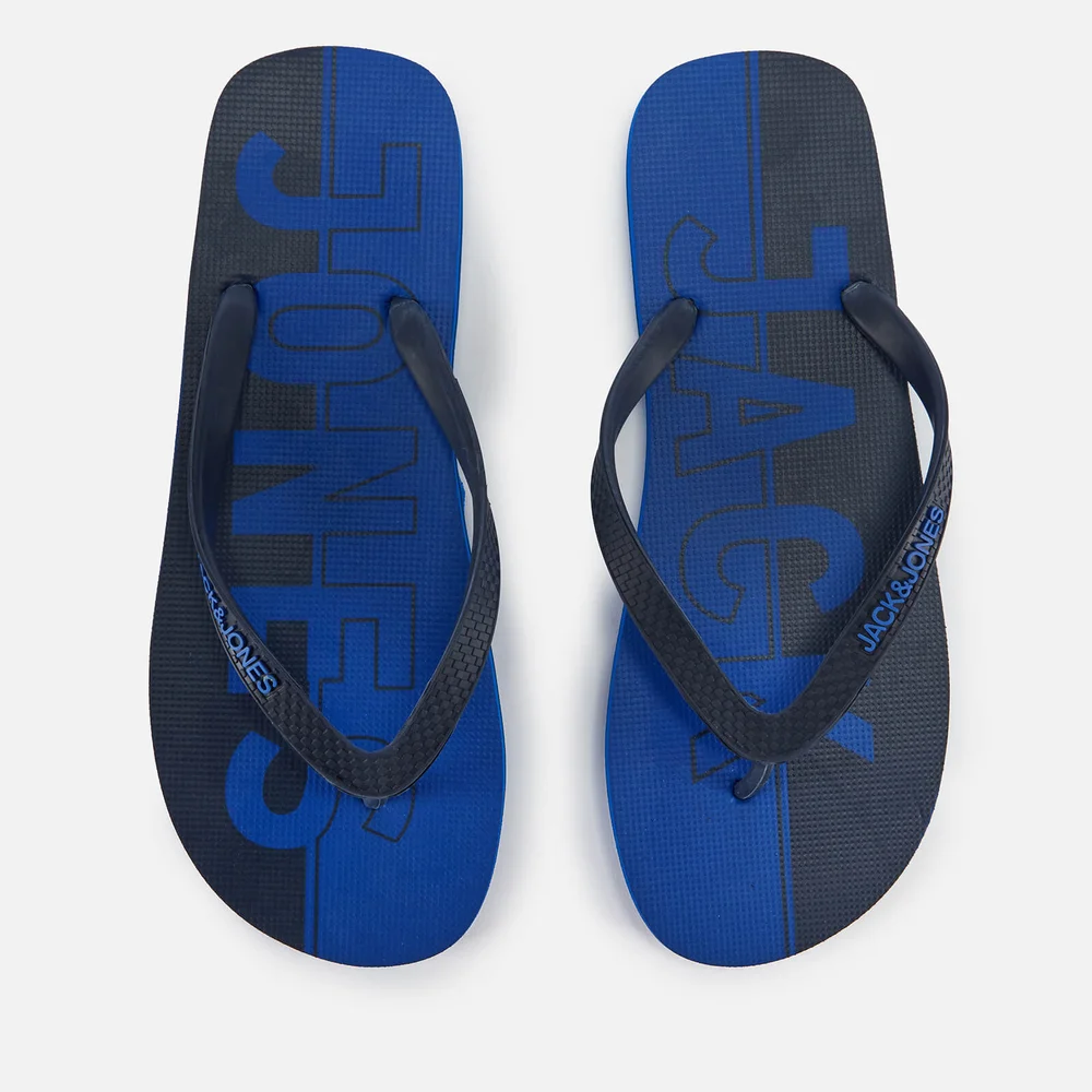 Jack & Jones Men's Logo Flip Flops - Turkish Sea/Navy Blazer - UK 6-7/EU 40-41 - Blue Image 1