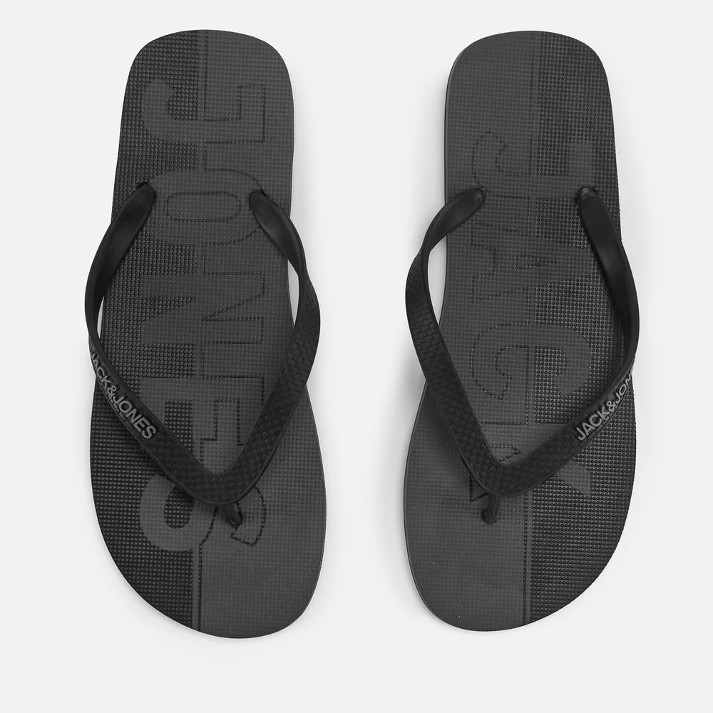 Jack & Jones Men's Logo Flip Flops - Anthracite/Castlerock - UK 6-7/EU 40-41 - Black Image 1