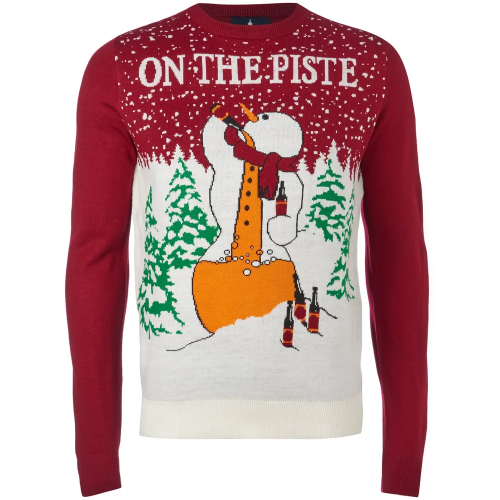 Threadbare Men's On the Piste Christmas Jumper - Blood Red - S - Red Image 1