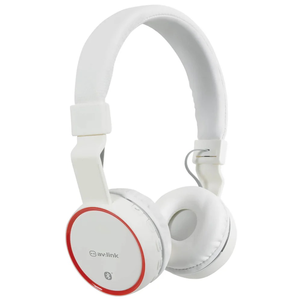 AV: Link Wireless Bluetooth On-Ear Noise Cancelling Headphones (With Built-in FM Radio) - White Image 1