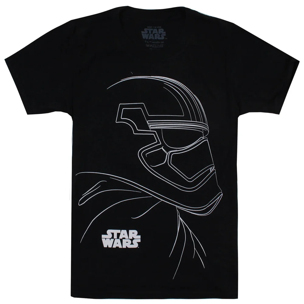 Star Wars Boys' The Last Jedi Trooper Outline T-Shirt - Black - 7-8 Years - Black Image 1
