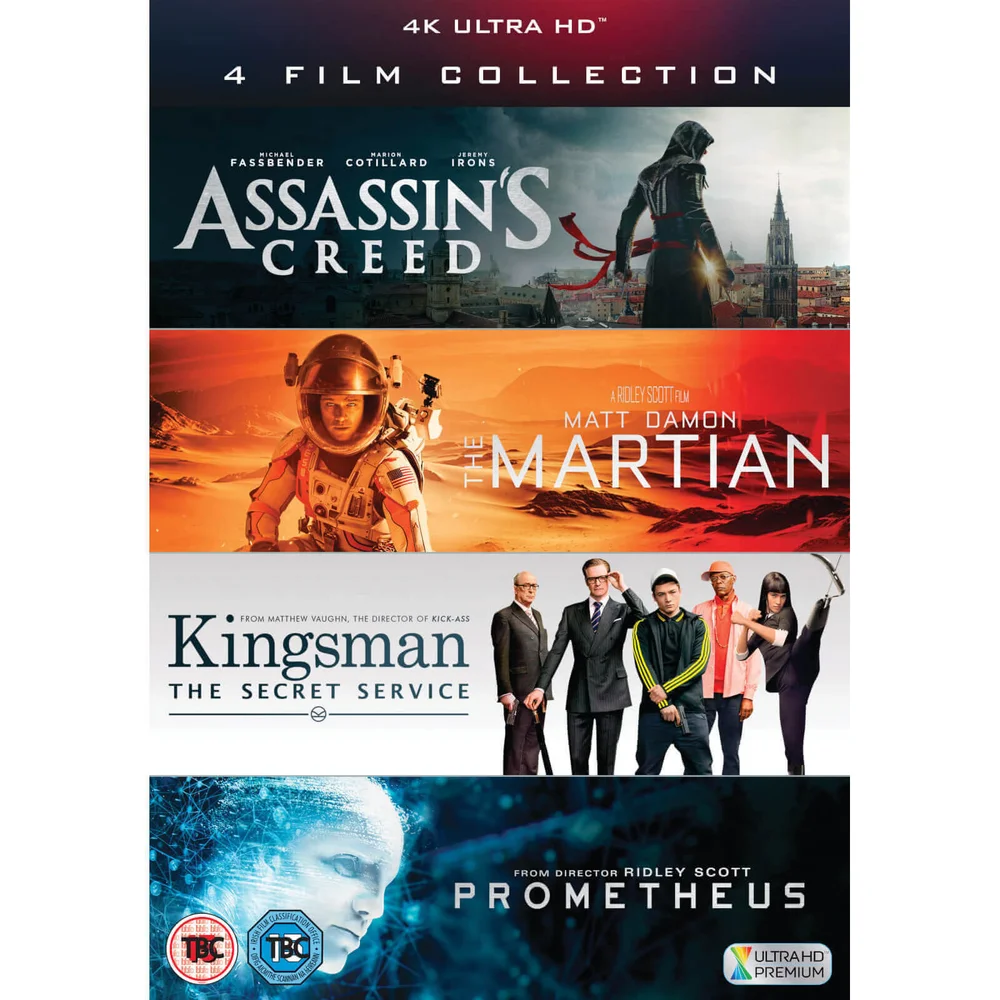 4K Ultra HD - 4 Film Collection (Assassin's Creed, Kingsman, Prometheus, The Martian) Image 1