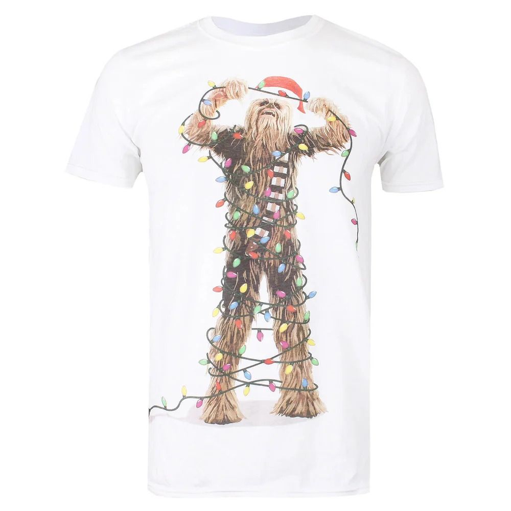 Star Wars Men's Christmas Chewbacca Lights T-Shirt - White - S - White Image 1