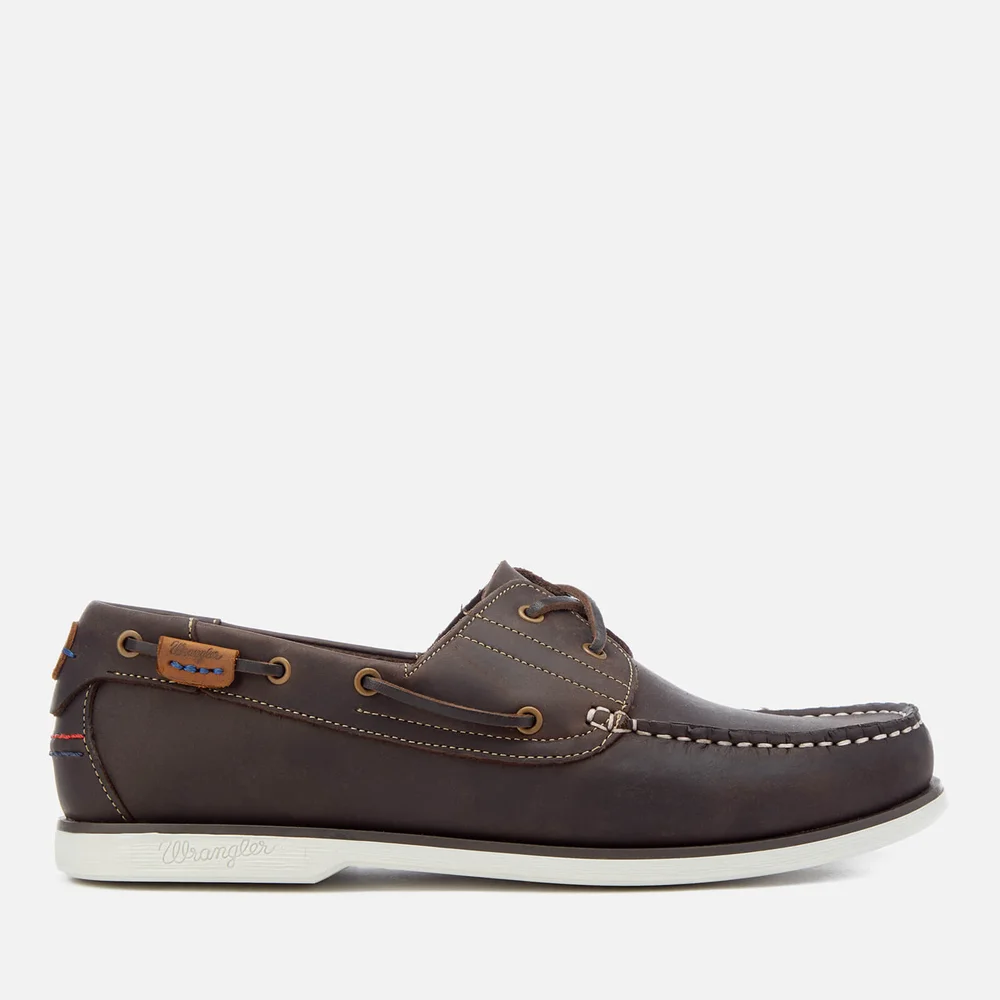 Wrangler Men's Ocean Leather Boat Shoes - Dark Brown - UK 6 - Brown Image 1