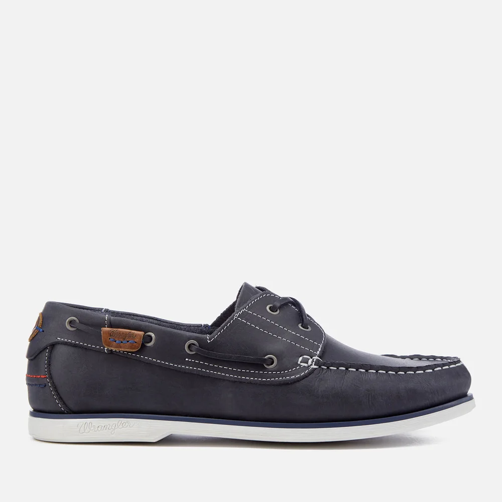 Wrangler Men's Ocean Leather Boat Shoes - Navy - UK 6 - Blue Image 1
