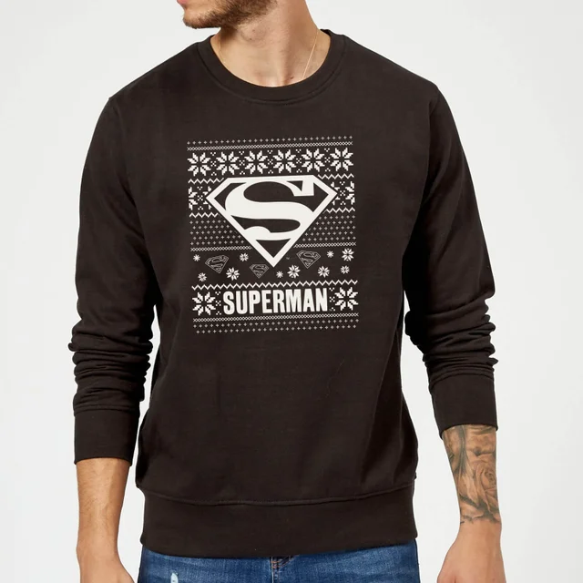 DC Superman Christmas Knit Logo Black Christmas Jumper