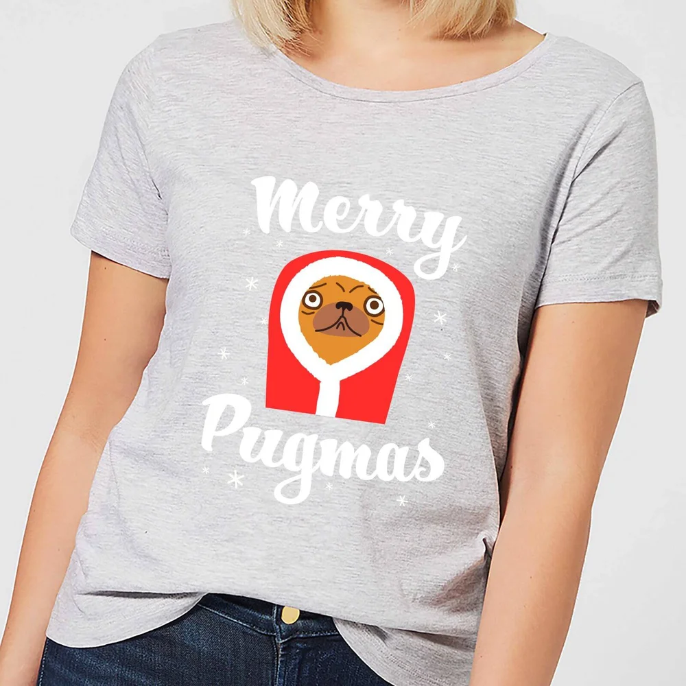 Merry Pugmas Women's T-Shirt - Grey - S - Grey Image 1