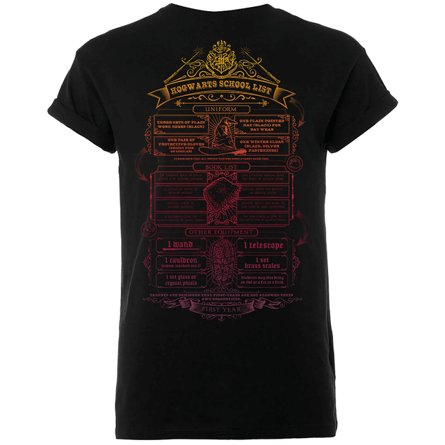 Harry Potter Hogwarts School List Men's Black T-Shirt
