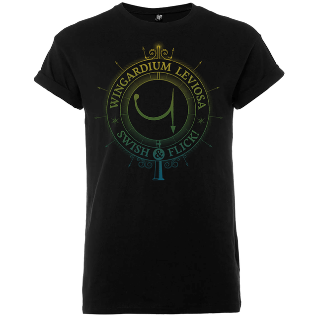 Harry Potter Wingardium Leviosa Swish And Flick Men's Black T-Shirt