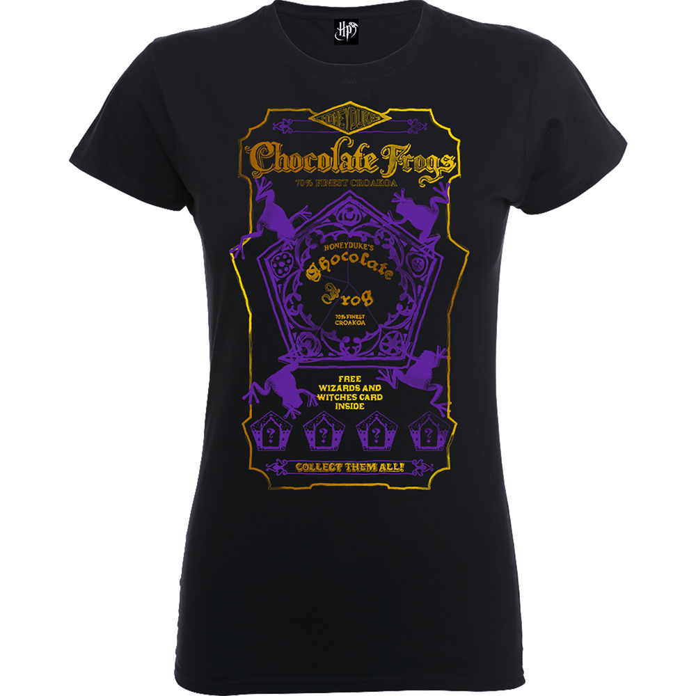 Harry Potter Honeydukes Purple Chocolate Frogs Women's Black T-Shirt - S Image 1