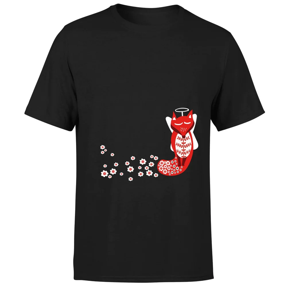 Flower Fox T-Shirt - Black - S - Black Image 1