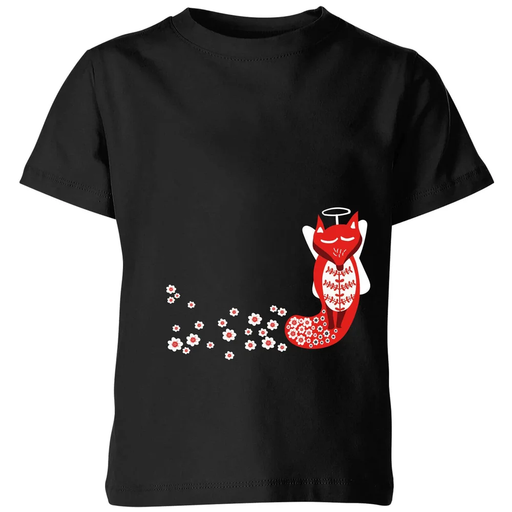 Flower Fox Kids' T-Shirt - Black - 3-4 Years - Black Image 1