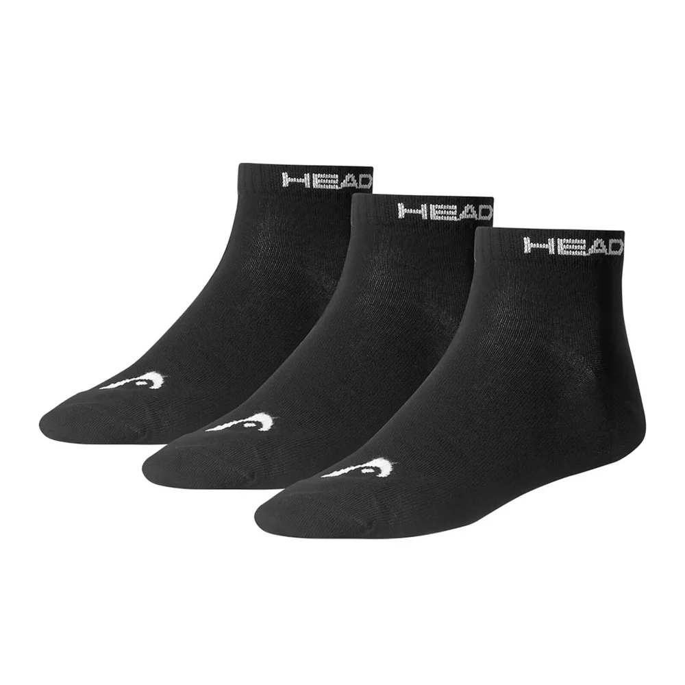 Head Men's 3 Pack Quarter Socks - Black - UK 6-8 - Black Image 1