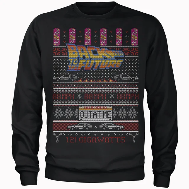 Back To The Future OUTATIME Men's Christmas Jumper - Black