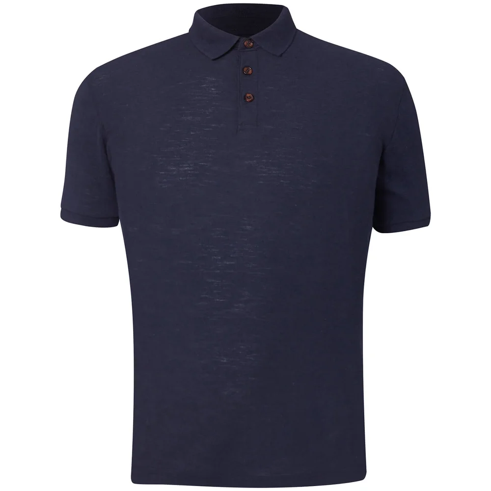 D-Struct Men's Slub Polo Shirt - Navy - S - Navy Image 1