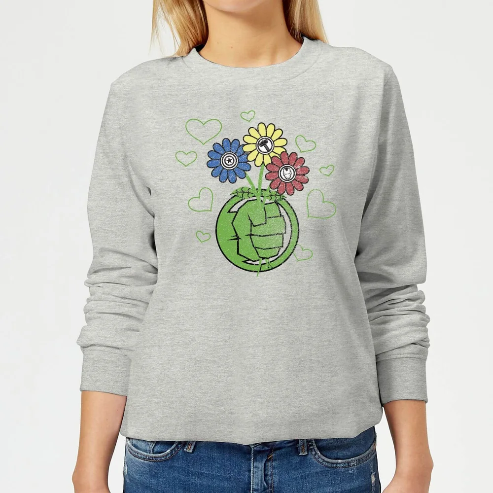 Marvel Avengers Hulk Flower Women's Sweatshirt - Grey - 3XL Image 1