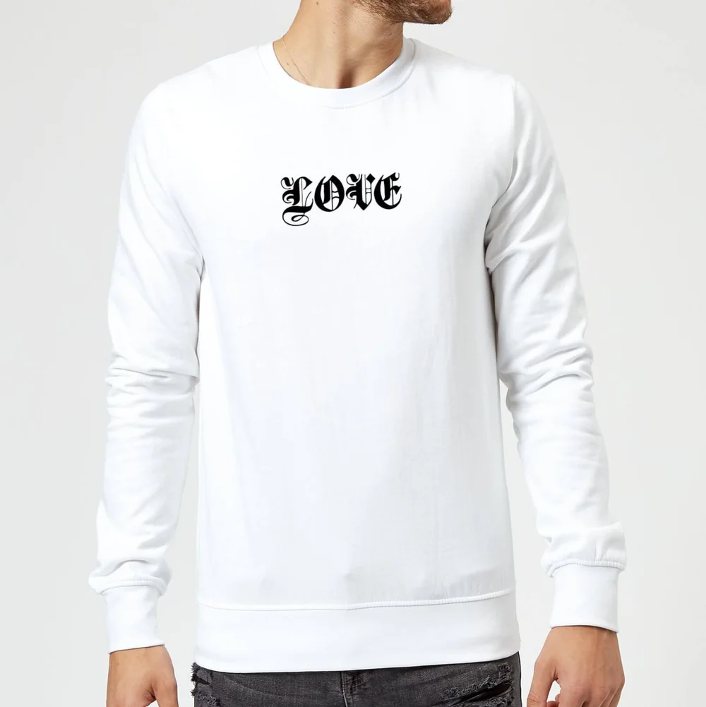 Love Gothic Text Sweatshirt - White - S - White Image 1
