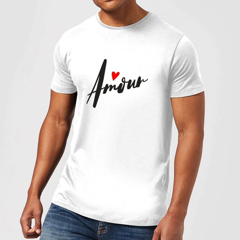 Amour Script T-Shirt - White - S - White Image 1