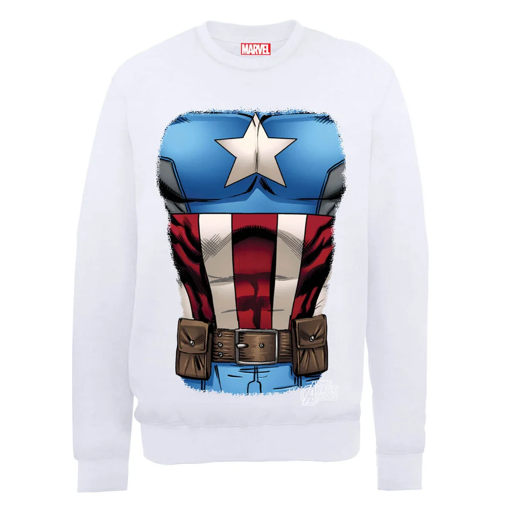 Marvel Avengers Assemble Captain America Chest Sweatshirt - White - S - White Image 1