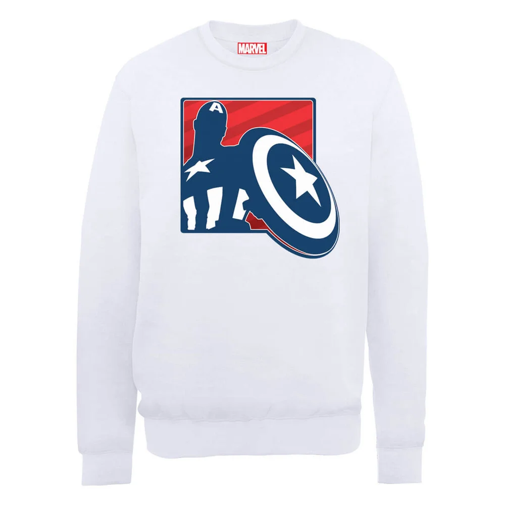 Marvel Avengers Assemble Captain America Badge Outline Sweatshirt - White - S - White Image 1