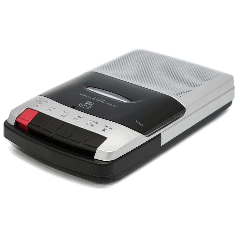 GPO 162B Portable Desktop Cassette Recorder with Built-in Speaker - Silver/Black Image 1