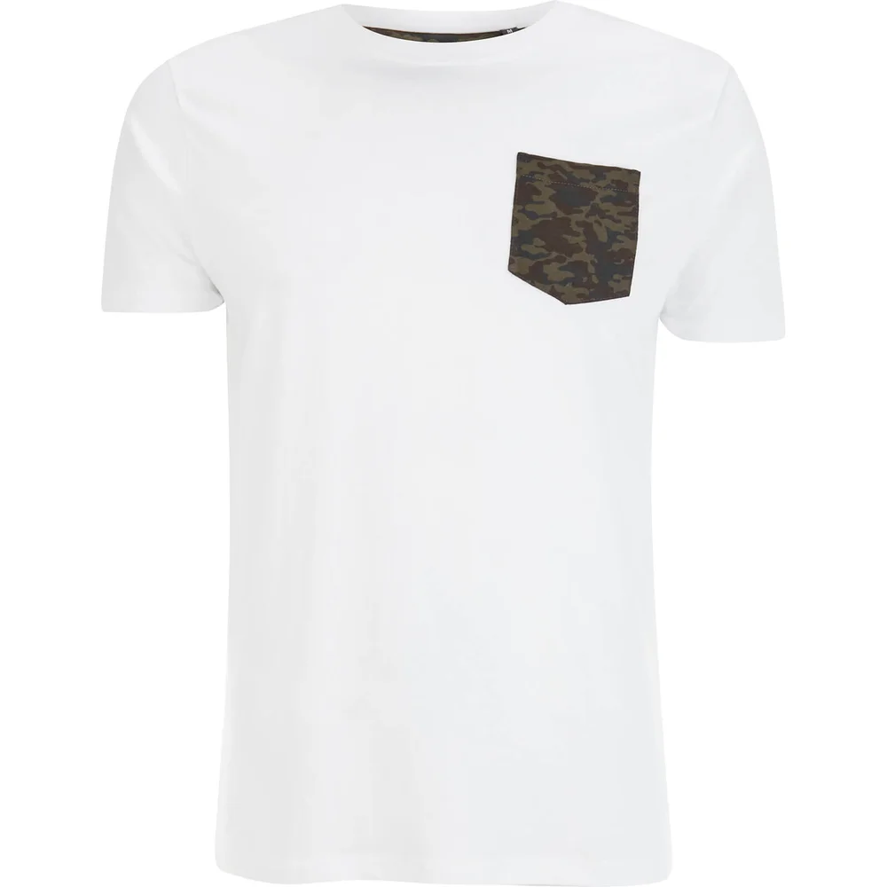 Brave Soul Men's Pulp Camo Pocket T-Shirt - White - S Image 1