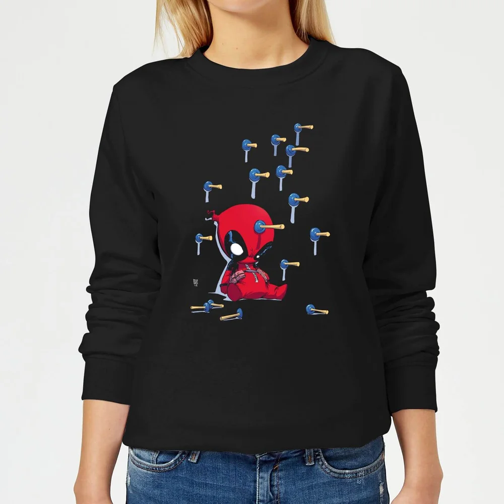 Marvel Deadpool Cartoon Knockout Women's Sweatshirt - Black - S Image 1