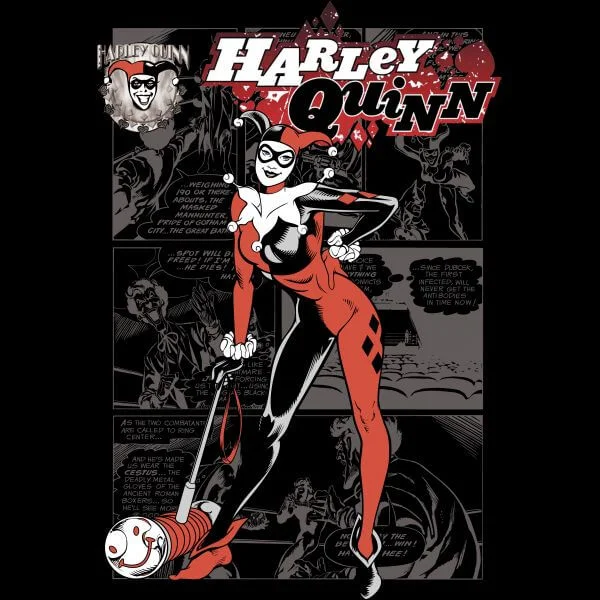 DC Comics Batman Harley Quinn Comic Page Women's T-Shirt - Black