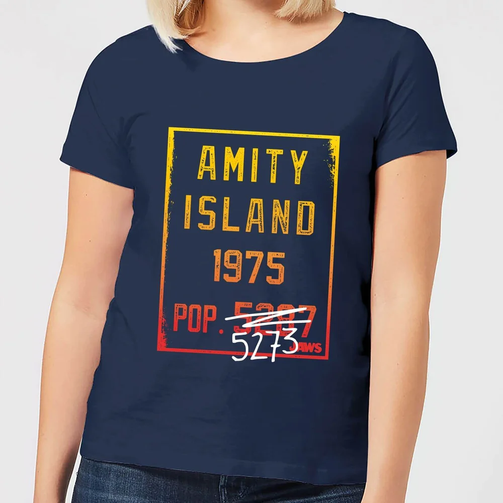 Jaws Amity Population Women's T-Shirt - Navy - S Image 1