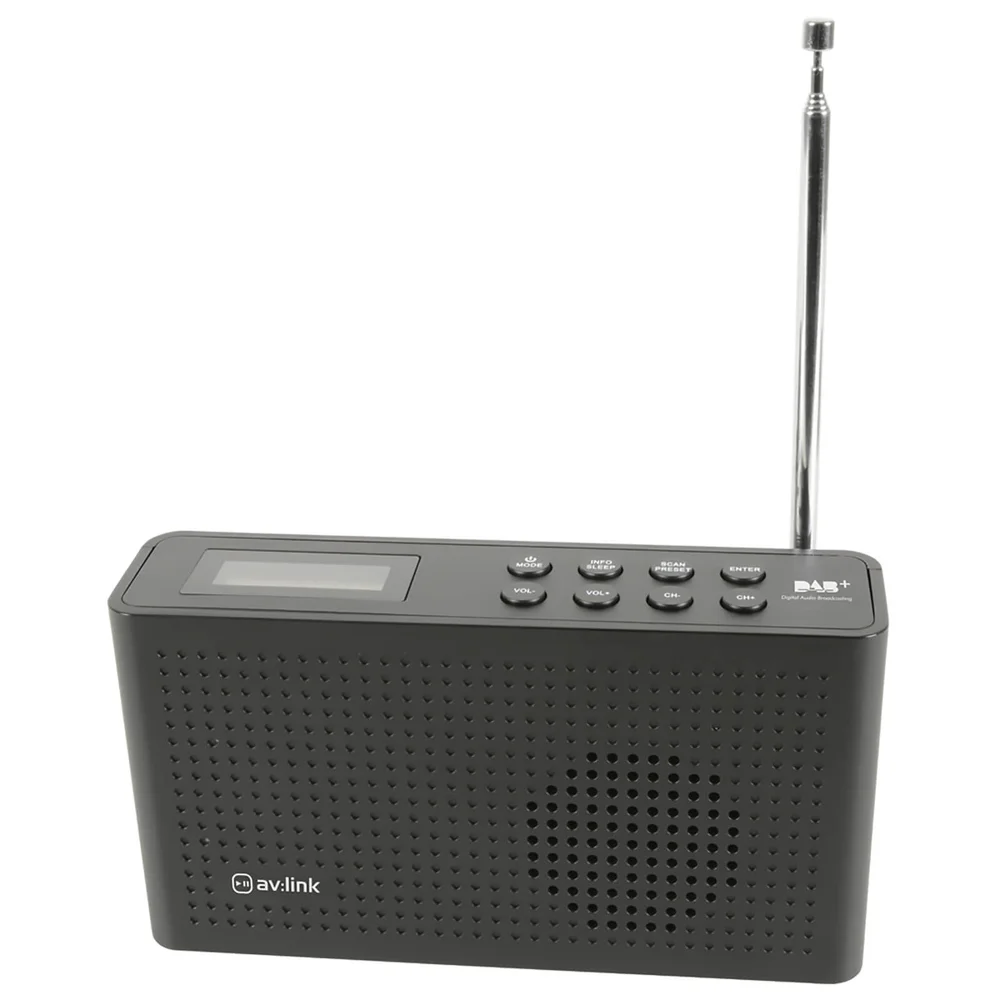 AV: Link Portable Rechargeable DAB+ and FM Radio - Black Image 1