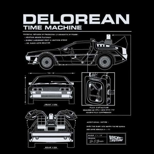 Back To The Future DeLorean Schematic Sweatshirt - Black