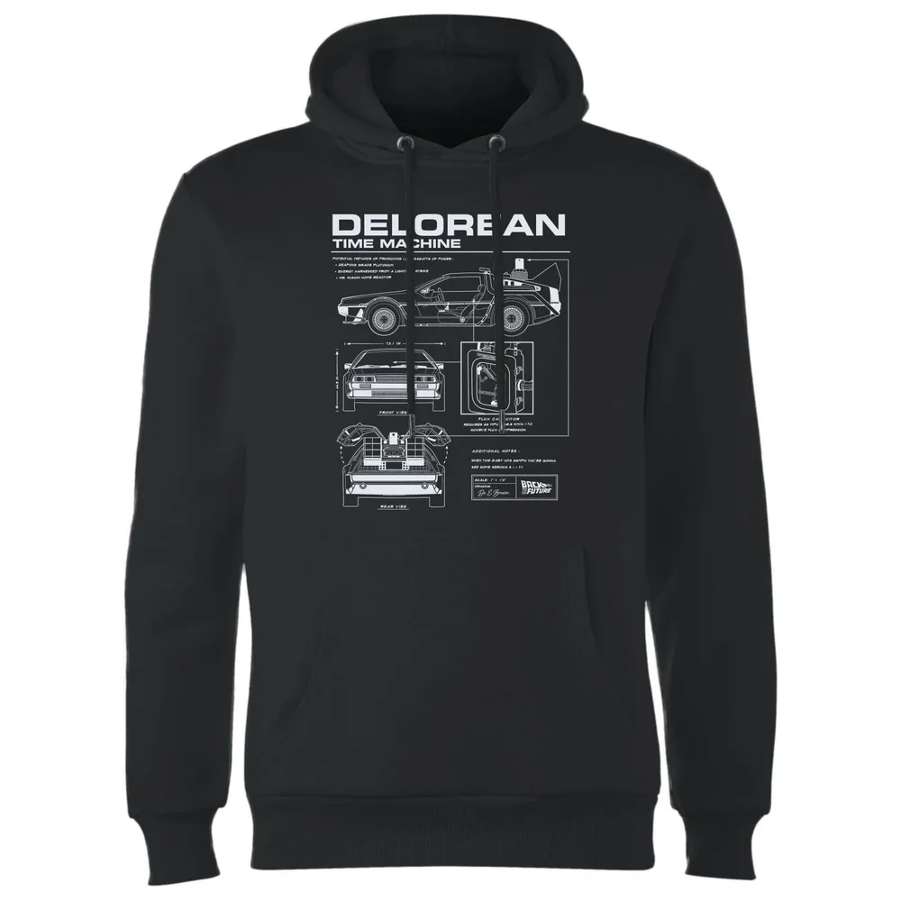 Back To The Future DeLorean Schematic Hoodie - Black - S Image 1