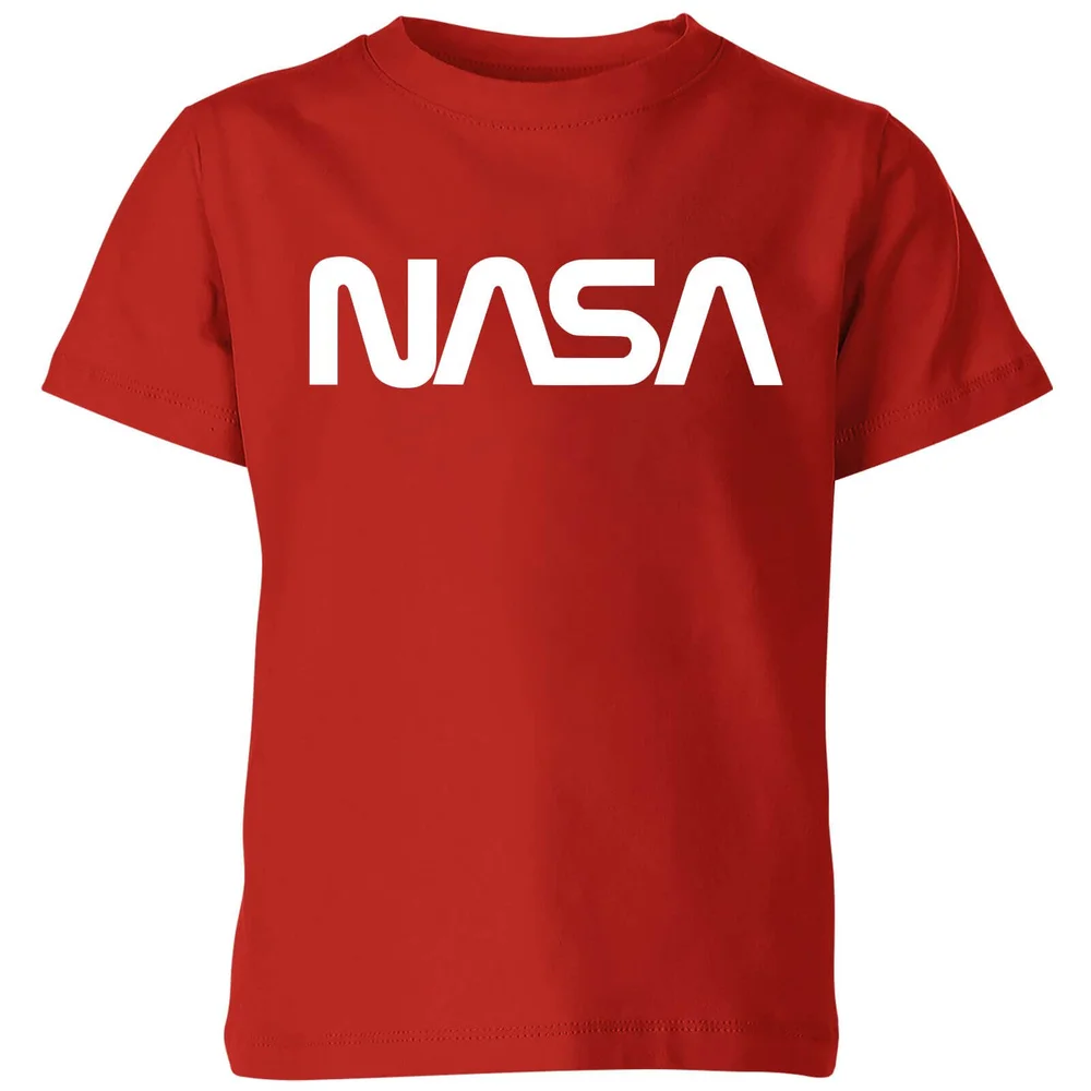 NASA Worm White Logotype Kids' T-Shirt - Red - 3-4 Years Image 1