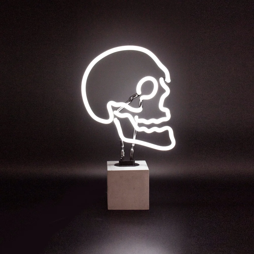 Skull Neon Light - Concrete Base Image 1