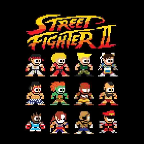 Street Fighter 2 Pixel Characters Men's T-Shirt - Black