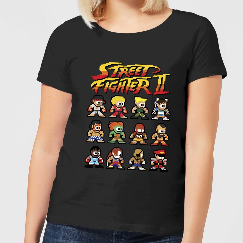Street Fighter 2 Pixel Characters Women's T-Shirt - Black - S Image 1