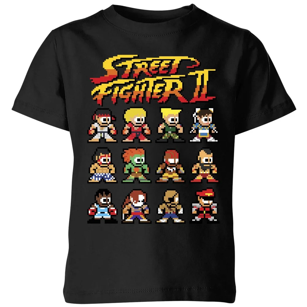 Street Fighter 2 Pixel Characters Kids' T-Shirt - Black - 3-4 Years Image 1