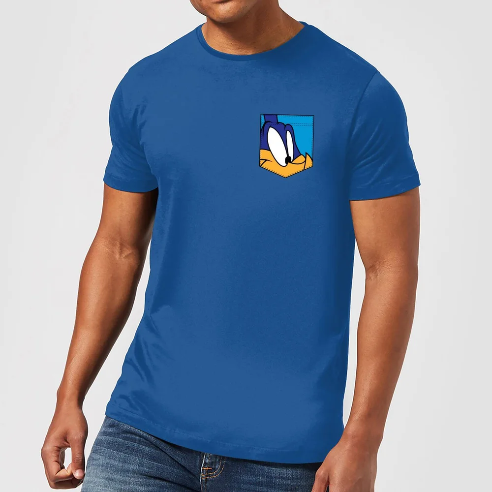 Looney Tunes Roadrunner Face Faux Pocket Men's T-Shirt - Royal Blue - S Image 1