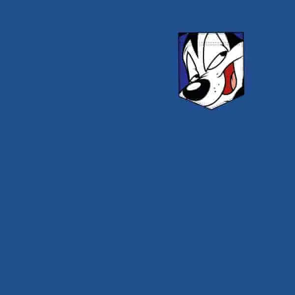 Looney Tunes Pepe Le Pew Face Faux Pocket Men's T-Shirt - Royal Blue