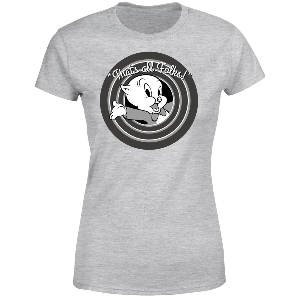 Looney Tunes That's All Folks Porky Pig Women's T-Shirt - Grey - S Image 1