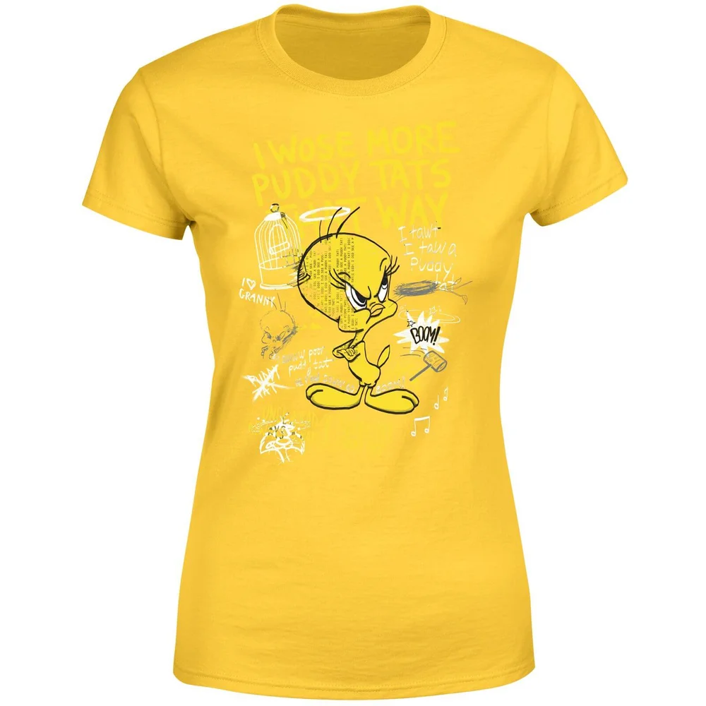 Looney Tunes Tweety Pie More Puddy Tats Women's T-Shirt - Yellow - L Image 1