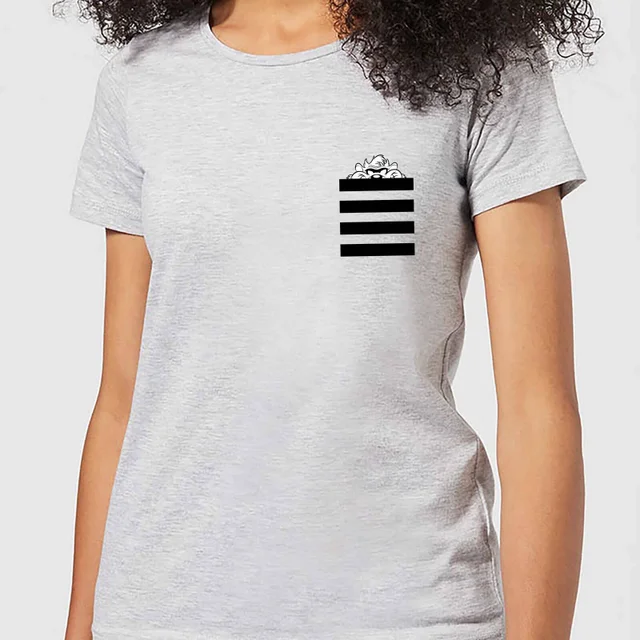 Looney Tunes Taz Stripes Pocket Print Women's T-Shirt - Grey