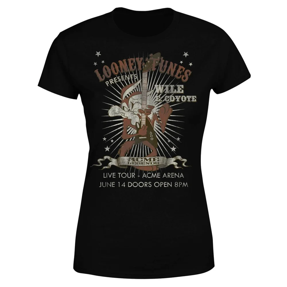 Looney Tunes Wile E Coyote Guitar Arena Tour Women's T-Shirt - Black - S Image 1