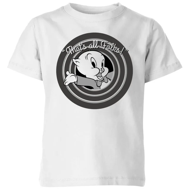 Looney Tunes That's All Folks Porky Pig Kids' T-Shirt - White