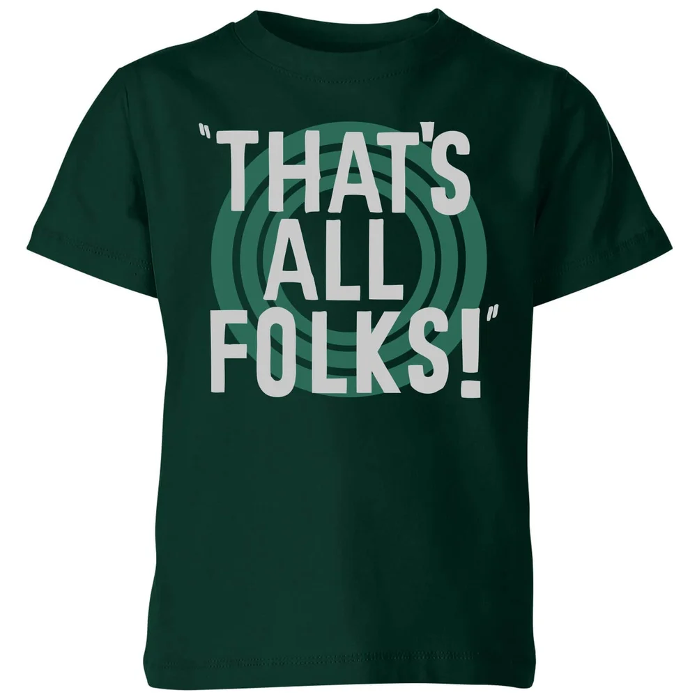 Looney Tunes That's All Folks Kids' T-Shirt - Forest Green - 3-4 Years Image 1