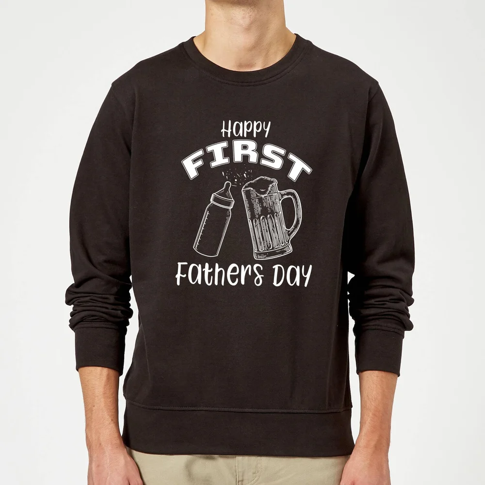 Happy First Fathers Day Sweatshirt - Black - S - Black Image 1