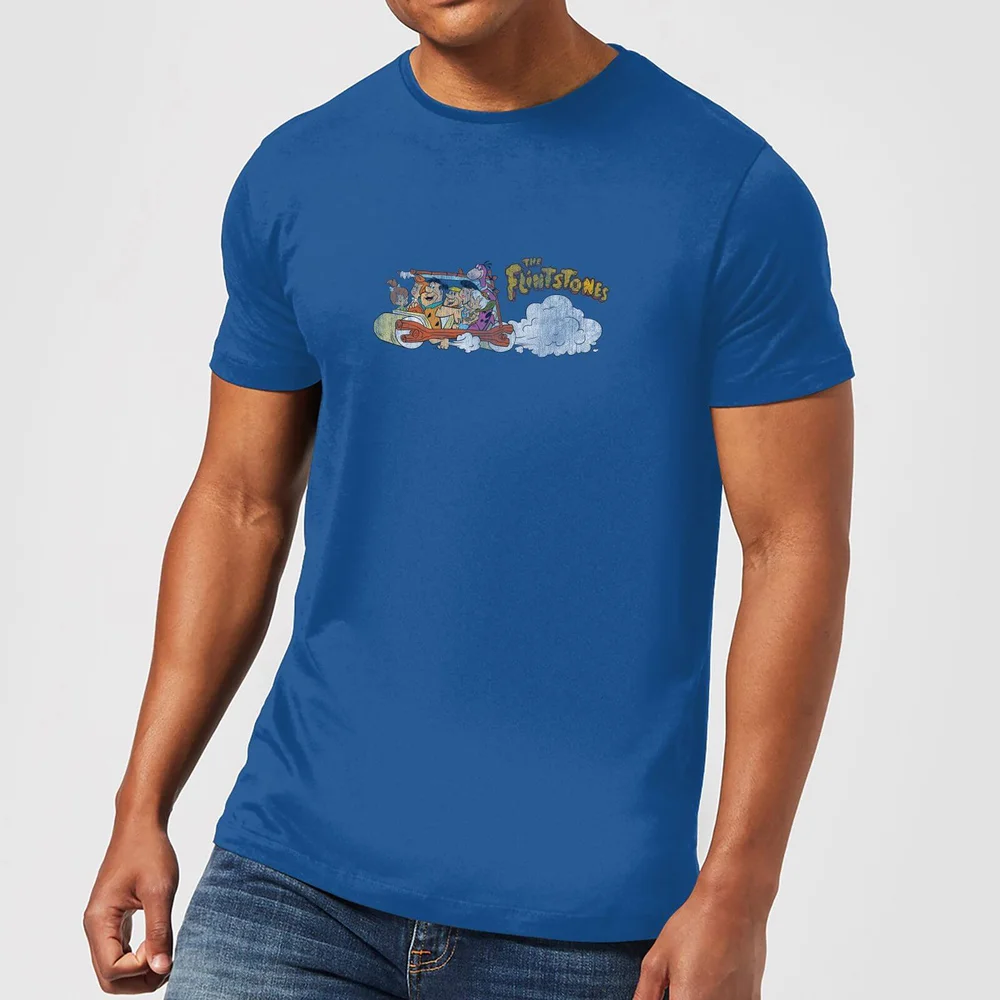 The Flintstones Family Car Distressed Men's T-Shirt - Royal Blue - S Image 1