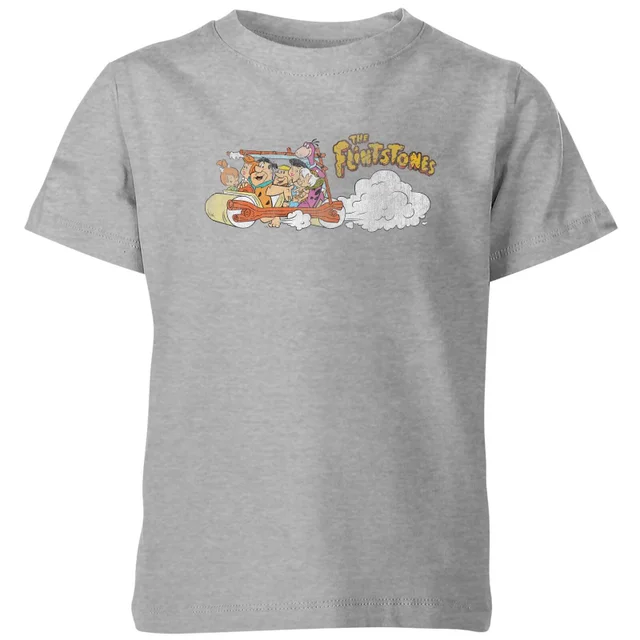 The Flintstones Family Car Distressed Kids' T-Shirt - Grey